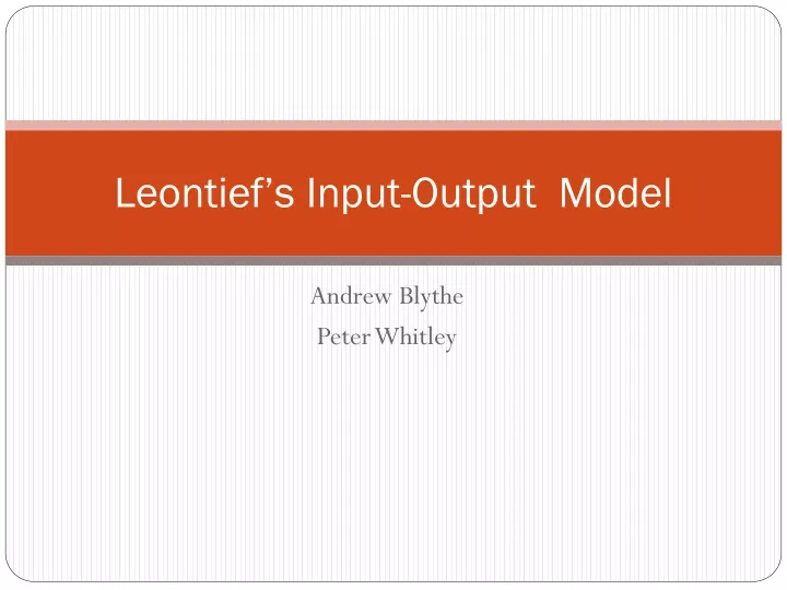 leontief s input output model