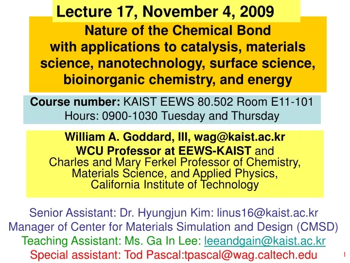 lecture 17 november 4 2009