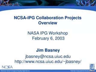 NCSA-IPG Collaboration Projects Overview NASA IPG Workshop  February 6, 2003