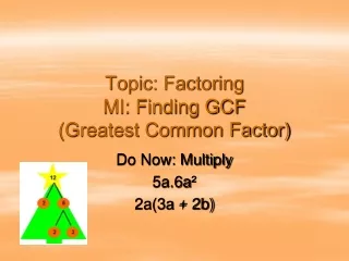 Topic: Factoring MI: Finding GCF (Greatest Common Factor)