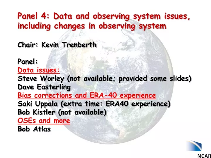 panel 4 data and observing system issues