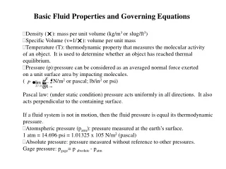 Basic Fluid Properties and Governing Equations