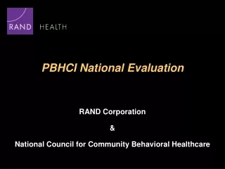 PBHCI National Evaluation