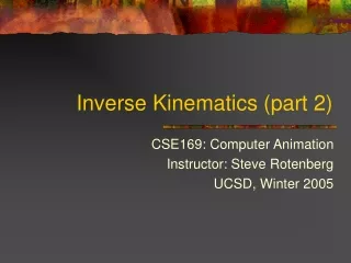 Inverse Kinematics (part 2)