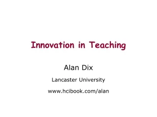 Innovation in Teaching