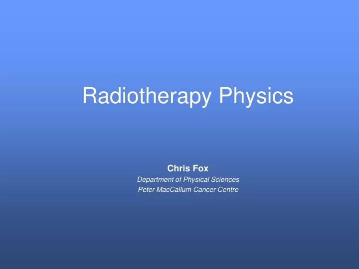 radiotherapy physics