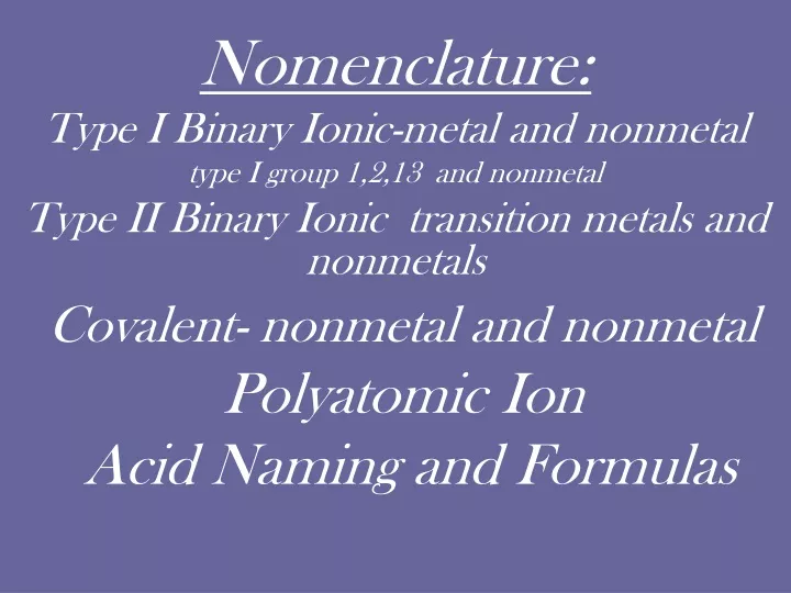 nomenclature type i binary ionic metal