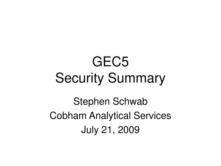 gec5 security summary