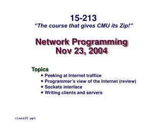 Network Programming Nov 23, 2004