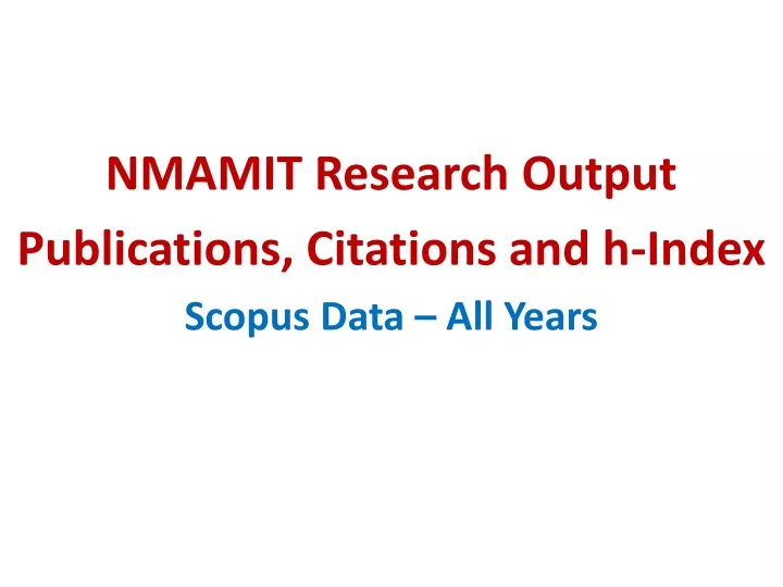 nmamit research output publications citations