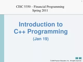 Introduction to C++ Programming (Jan 19)