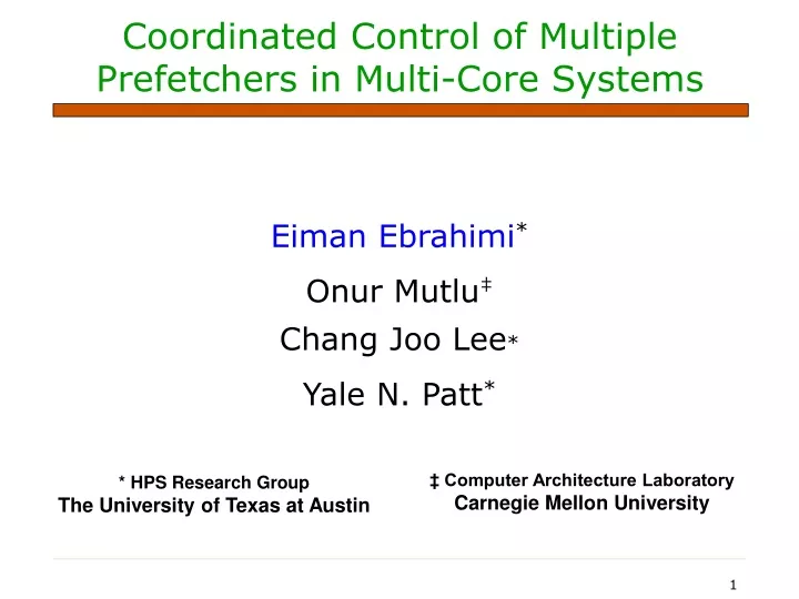 coordinated control of multiple prefetchers in multi core systems