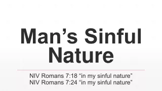 Man’s Sinful Nature
