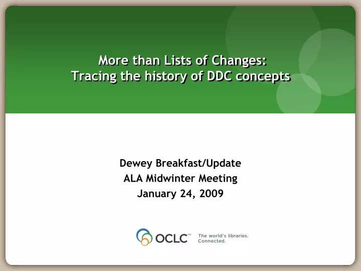 more than lists of changes tracing the history of ddc concepts