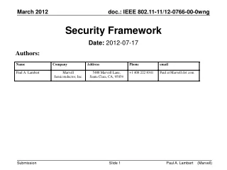 Security Framework