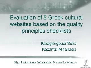 Evaluation of 5 Greek cultural  websites based on the quality principles checklists