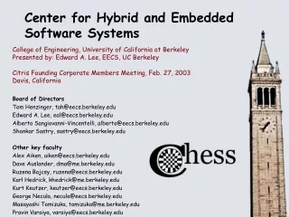 Center for Hybrid and Embedded Software Systems