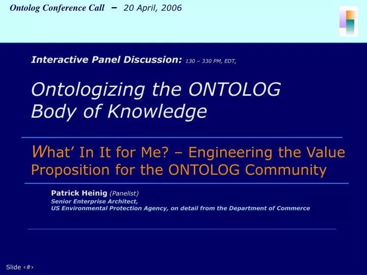 ontologizing the ontolog body of knowledge