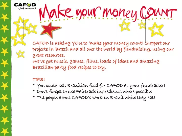 cafod is asking you to make your money count