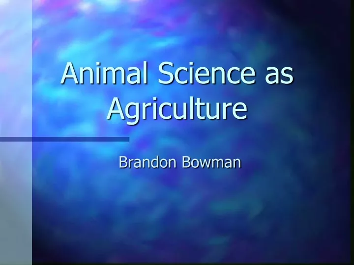 animal science as agriculture