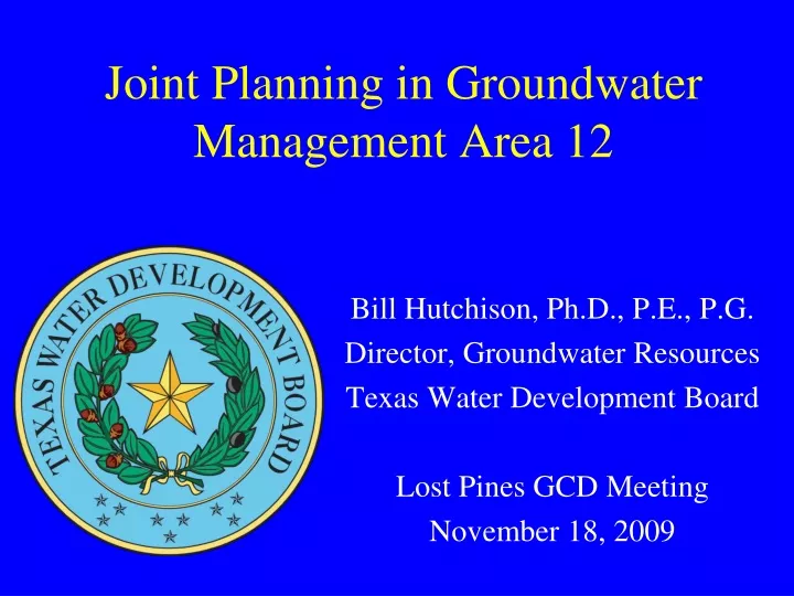 joint planning in groundwater management area 12