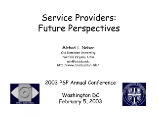 Service Providers:  Future Perspectives