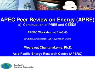 APEC Peer Review on Energy (APRE)   Continuation of PREE and CEEDS APERC Workshop at EWG  40