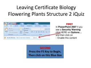 Leaving Certificate Biology Flowering Plants Structure 2 iQuiz