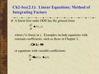 Ch2-Sec(2.1):  Linear Equations; Method of Integrating Factors