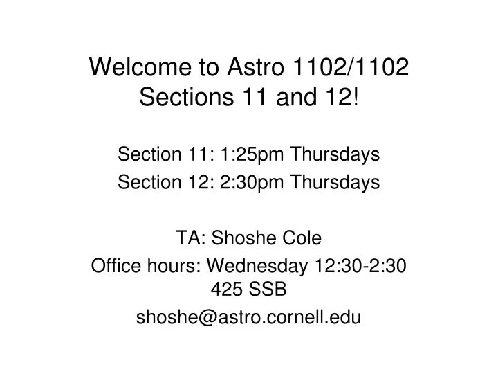 welcome to astro 1102 1102 sections 11 and 12