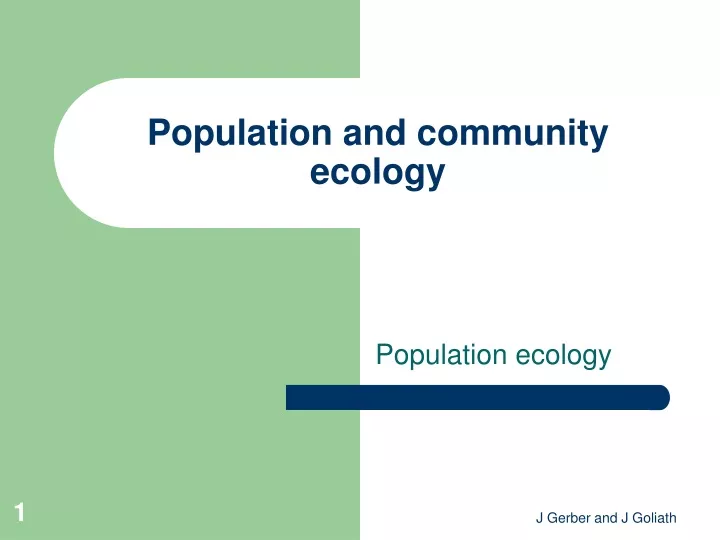 population and community ecology