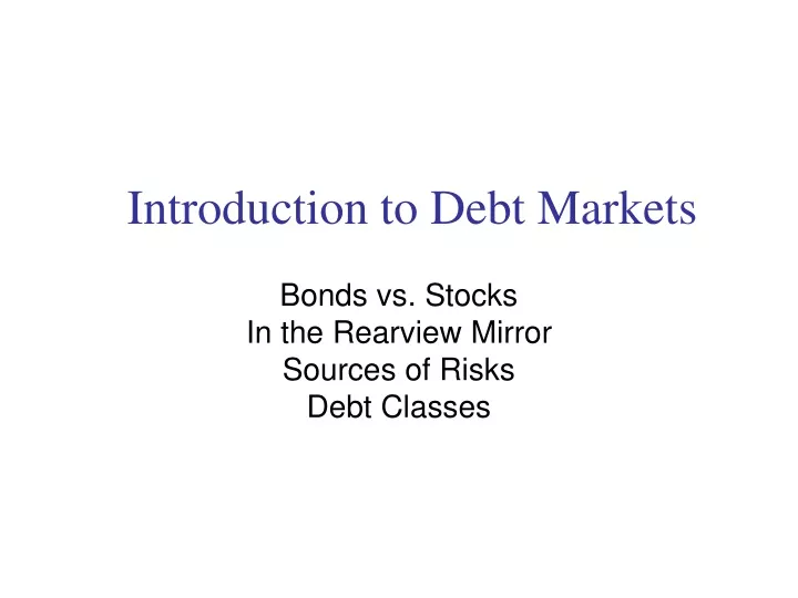 introduction to debt markets