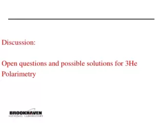 Discussion: Open questions and possible solutions for 3He Polarimetry