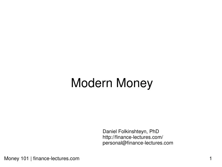 modern money