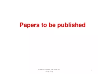 Papers to be published