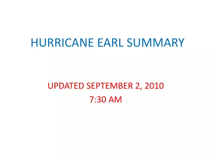 hurricane earl summary