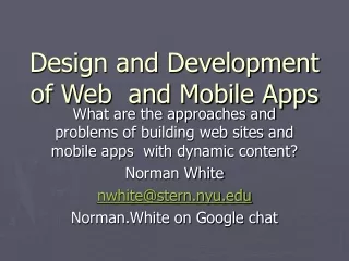 Design and Development of Web  and Mobile Apps