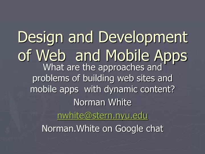 design and development of web and mobile apps