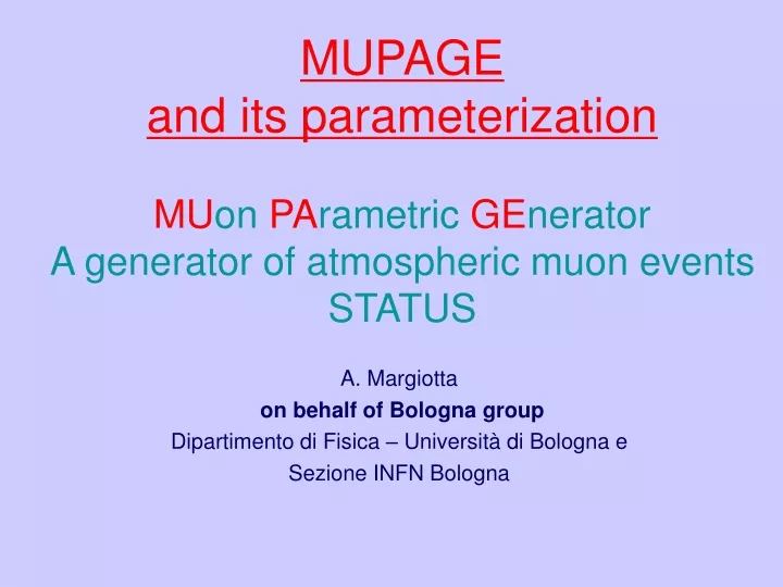 mupage and its parameterization mu on pa rametric