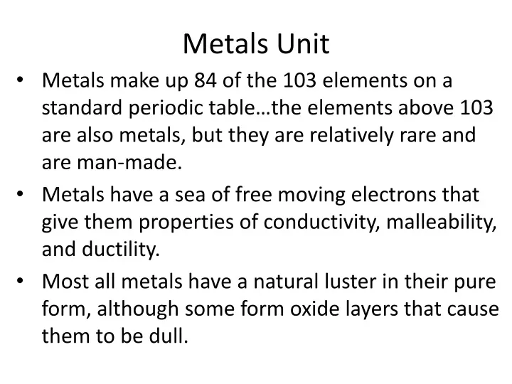 metals unit