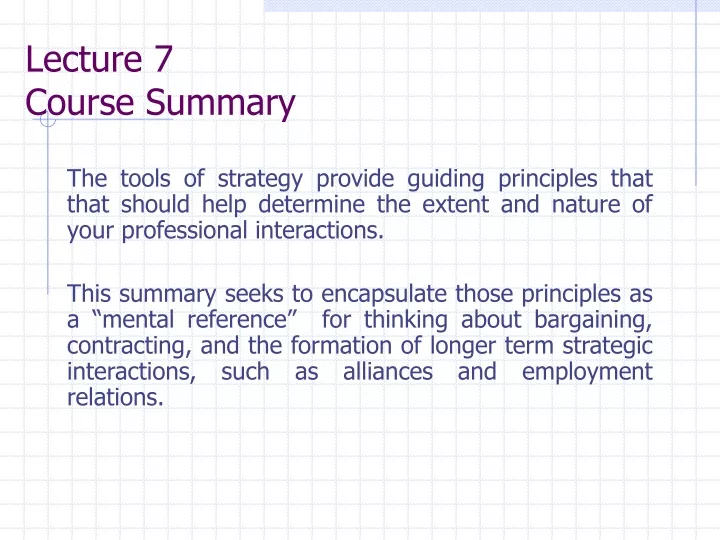 lecture 7 course summary