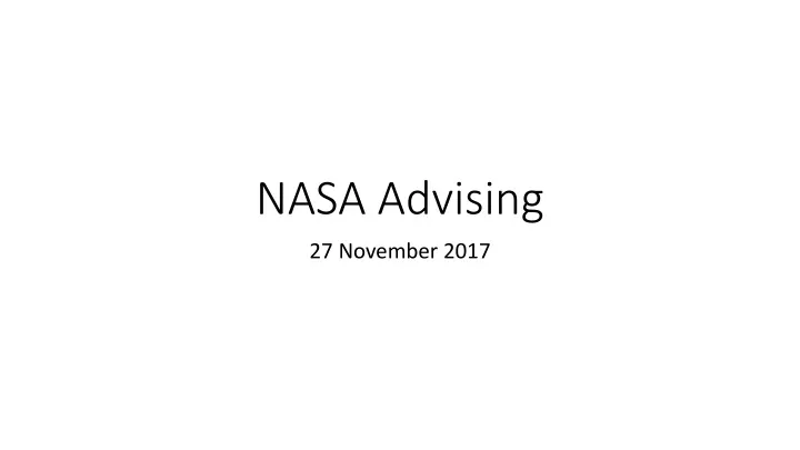 nasa advising