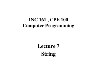 INC 161 , CPE 100 Computer Programming
