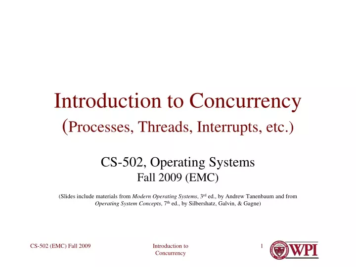 introduction to concurrency processes threads interrupts etc