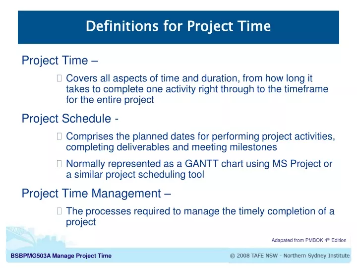 definitions for project time