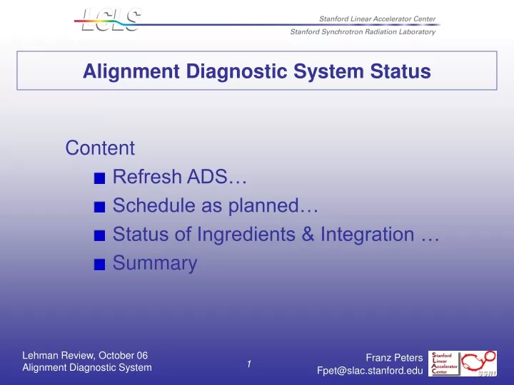 alignment diagnostic system status