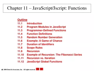 Chapter 11 – JavaScript/Jscript: Functions
