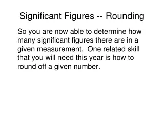 Significant Figures -- Rounding