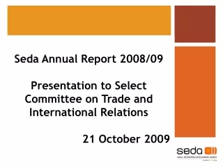 Seda Annual Report 2008/09 Presentation to Select Committee on Trade and International Relations