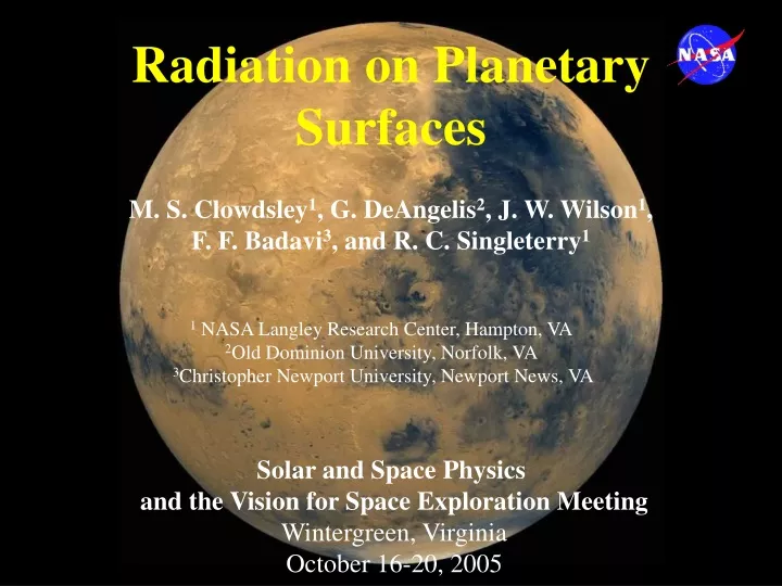 radiation on planetary surfaces